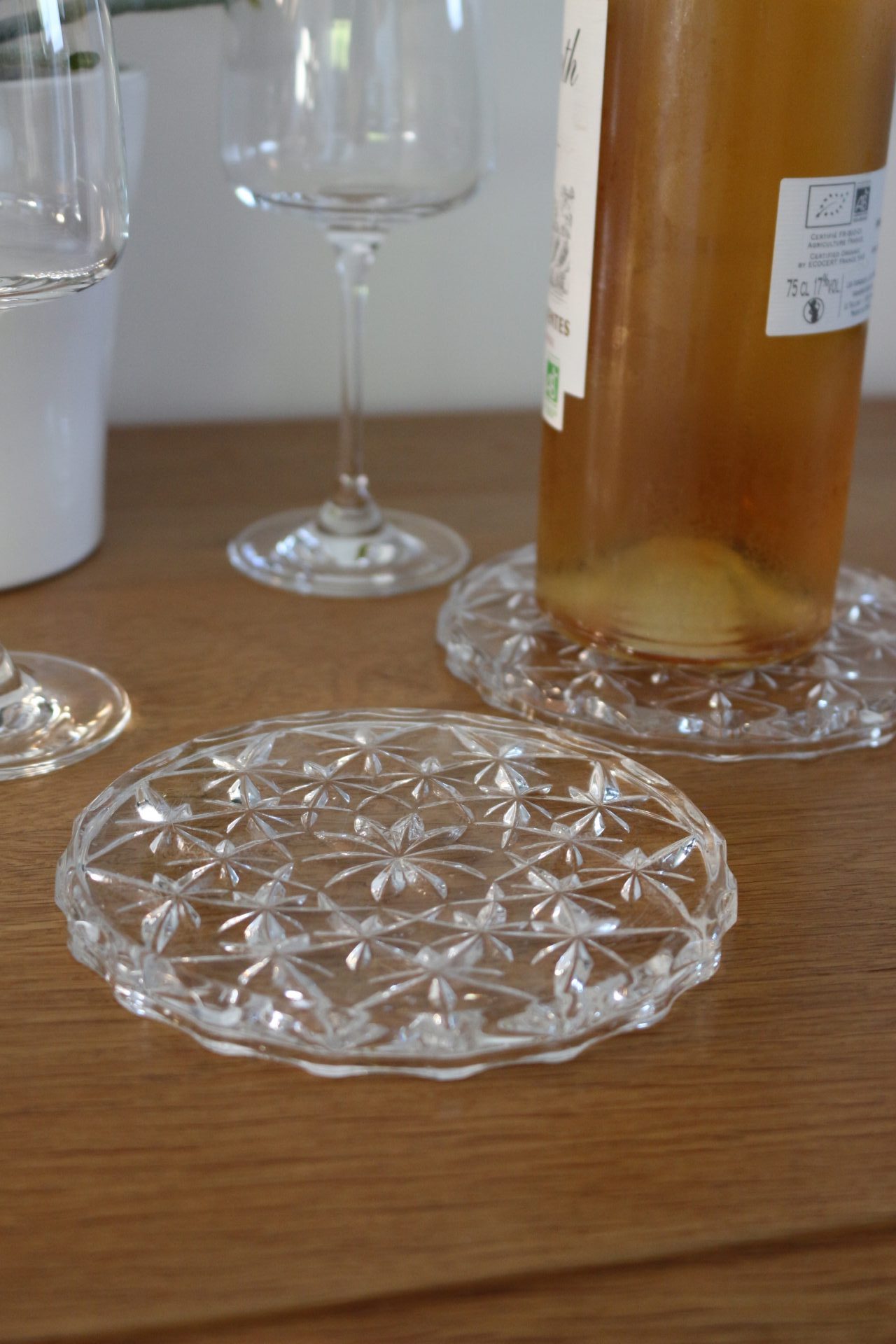 Dessus de bouteille en verre