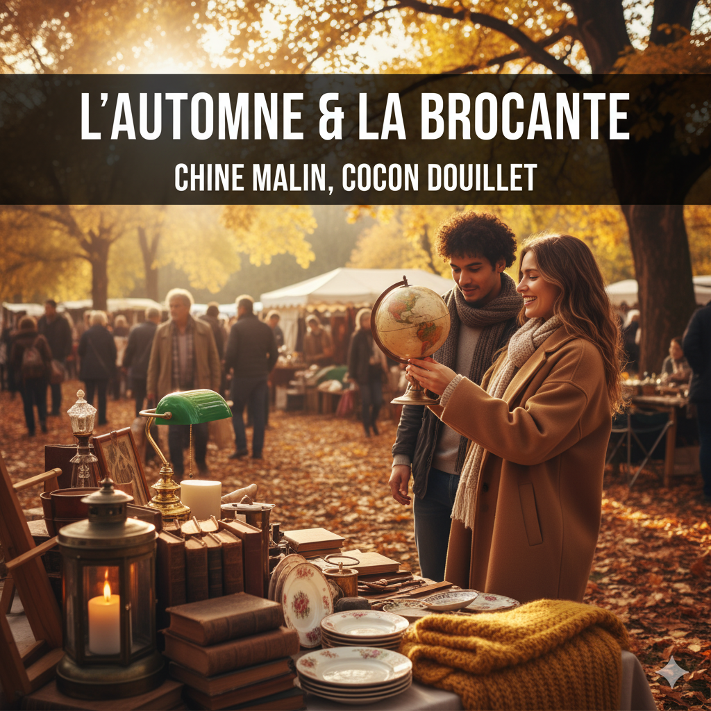 Brocante extérieure en automne avec ses trésors à chiner